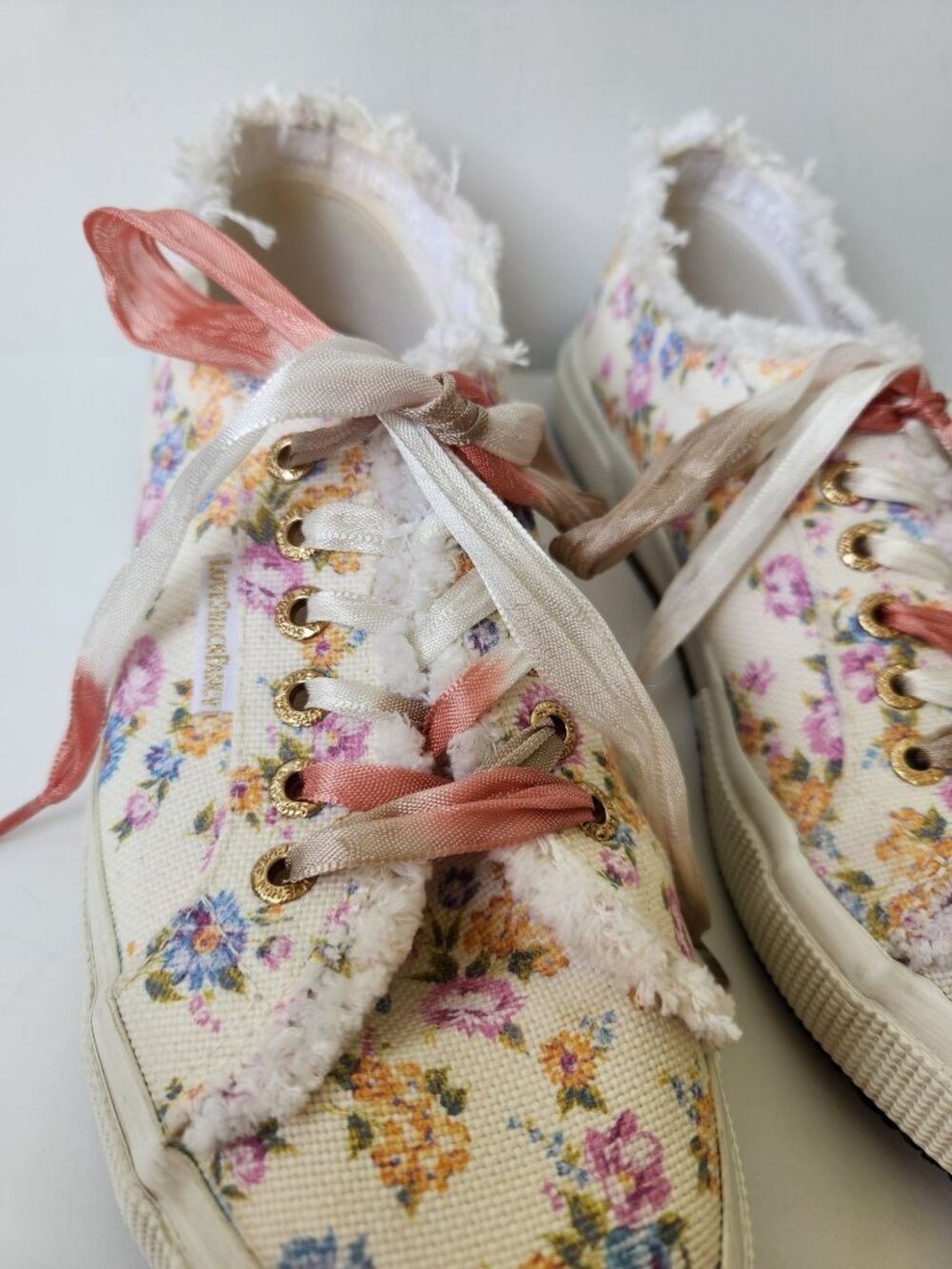 Superga x LoveShackFancy 2750 Flower Fringe Sneakers Coquette Romantic Whimsical - Picture 11 of 16